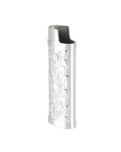 2Pcs Lighter Case Zinc Alloy Lighter Storage Container Floral Pattern for Outdoor Camping Hiking Silver
