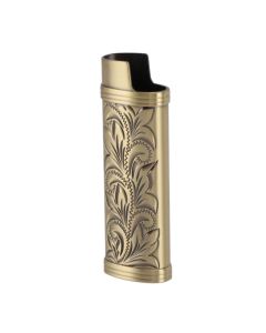 2Pcs Lighter Case Zinc Alloy Lighter Storage Container Floral Pattern for Outdoor Camping Hiking Bronze