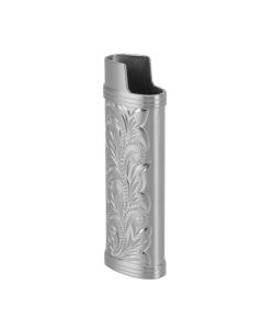 2Pcs Lighter Case Zinc Alloy Lighter Storage Container Floral Pattern for Outdoor Camping Hiking Grey