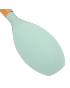 12Pcs/Set Cooking Utensil with Wooden Handle Silicone Cooking Tool for Home KitchenLight Green