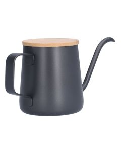 350ml Stainless Steel Coffee Pot Long Narrow Spout Manual Coffee Making Kettle with Bamboo Lid