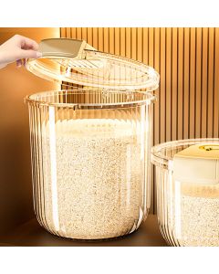 Rice Container Clear Rice Storage Bin Airtight Rice Bucket for Dry Food Grain Flour Soybean Kitchen Pantry Countertop 11kg 27.5x31x20cm / 10.8x12.2x7.9in