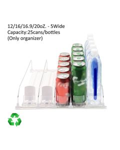 Drink Organizer for Fridge Spring Loaded Adjustable Push Rod Slide Rail Soda Can Dispenser for Beer Beverages 38cm White
