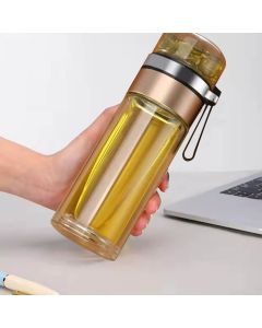 Glass Transparent Tea Bottle Portable Tea Water Bottle Tea and Water Separation Bottle Gold