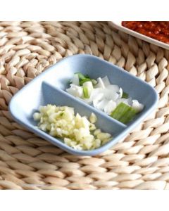 Dipping Bowl Wheat Straw Divided Compact Practical Dip Sauce Dish for Home Kitchen Blue