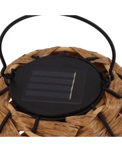 Outdoor Solar Lantern LED Waterproof Hollowed Rattan Ball Solar Hanging Light with Handle for Christmas Decorations Garden Yard Porch Lawn