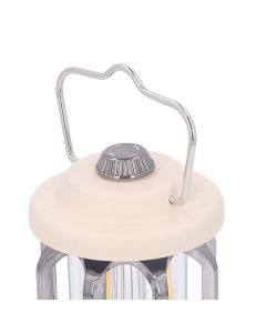 Retro Camping Lantern Vintage Camping Lamp Type C Rechargeable 3 Modes Dimmable with Hook Waterproof LED Tent Lamp for Garden Beige