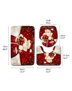 3Pcs Christmas Mat Sets Santa Claus Non Slip Mat Bathroom Doormat Toilet Seat Cover U Shaped Toilet Floor Mat