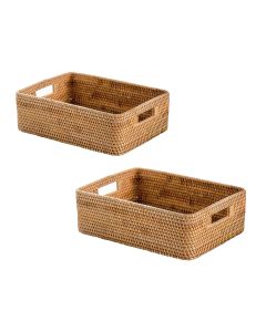 Rattan Storage Basket Desktop Utility Organizer Woven Storage Basket for Coffee Table
