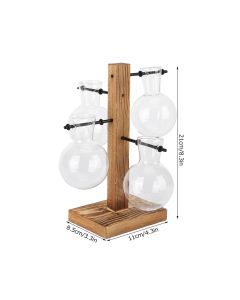 Innovative Hydroponic Vase with Wooden Stand Transparent Desktop Flower Vase for Home