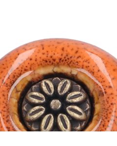 4 Set Cabinet Handle Retro Round Shaped Single Hole Door Knob for Home Bedroom Living RoomGreen Ancient Leopard Print Orange