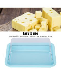 Rectangular Butter Cutting Box with Lid Portable Butter Storage Box for Home KitchenBlue
