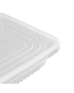 10PCS Disposable Lunch Box Microwavable Disposable Transparent Rectangular Food Container with Lid 500ML