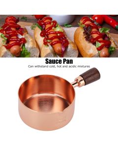 Sauce Pan Wooden Handle Rose Gold Stainless Steel Sauce Pot for Cooking Kitchen Ware1/2cup