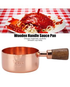 Sauce Pan Wooden Handle Rose Gold Stainless Steel Sauce Pot for Cooking Kitchen Ware1/4cup