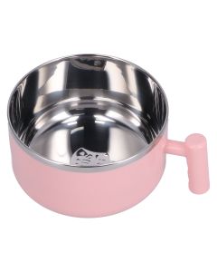Stainless Steel Noodle Bowl Set Food Storage Container Portable Soup Snack Bowl with Lid(Pink Tableware )