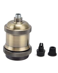 6 Pcs Lamp Holder Metal E26 E27 Screw Retro Lighting Base Accessories with Ground Aluminum ShellBlue Bronze