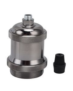 6 Pcs Lamp Holder Metal E26 E27 Screw Retro Lighting Base Accessories with Ground Aluminum ShellPearl Black