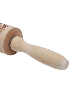 Rolling Pin Wooden Christmas Print Dough Roller Kitchen Tool for Pastries Pizza Biscuits Baking