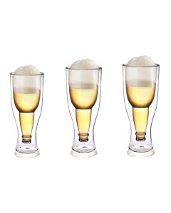 Beer Glass Double Wall Keep Beer Cold Beautiful Unique Insulated Beer Glasses for Home Bar