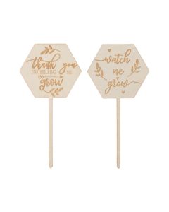 36pcs Watch Me Grow Succulent Tags Safe Eco Friendly Wooden Hexagonal Succulent Tags for Flower Pot Decoration Plant