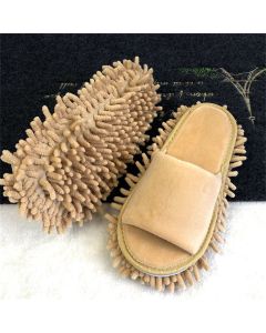 Floor Slippers Lazy Open Toed Mop Slipper Home Use Soft Pure Color Cleaning Slipper Beige M 39-41