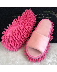 Floor Slippers Lazy Open Toed Mop Slipper Home Use Soft Pure Color Cleaning Slipper Pink M 39-41