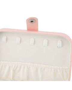 Jewelry Case Portable Beautiful Pink Necklace Ring Ear Stud Storage Box Adjustment Leather Travel Jewelry Case with Lock