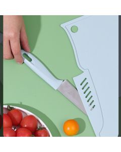 Plastic Utility Cutting Board Safe Multifunctional Portable Fruit Chopping Board With Knife Hanging Hole for Kitchen Blue