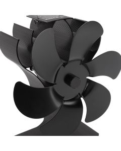 6 Blade Stove Fan Black Self Starting High Temperature Resistant Heat Powered Stove Fan for Home 152mm