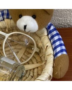 Cute Cartoon Bear Storage Basket Straw Storage Basket for Desktop Office Bedroom M