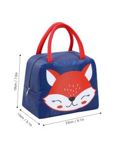 Lunch Bag Cute Cartoon Animal Pattern Waterproof Large Capacity Portable Thermal Insulation Lunch Box Bag for Women Men Fox