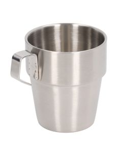 Stainless Steel Camping Cup Set of 4 Double Layer Coffee Mugs with Stand Holder Stackable Outdoor Cups for Picnic