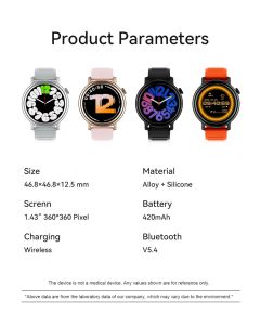 GTR15 Bluetooth Call Smart Watch 1.43 Inch Screen Waterproof Fitness Tracker，Silver