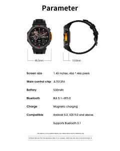 M-Rex4 Men Rugged GPS Smart Watch, 5ATM Waterproof Bluetooth Call Fitness Tracker Heart Rate Sleep Monitor，white
