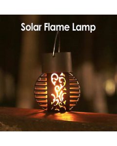 6 Led Solar Powered Flickering Flame Light Hanging Lantern Lamp Garden Decor