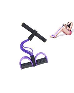 6 Tube Resistance Band Ankle Puller Foot Pedal Fitness Exercise Rope - Pink