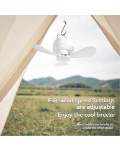 2-in-1 Camping Fan with LED Light Portable Rechargeable Battery Powered Fan with Remote for Tent, Travel, BBQ - Pink