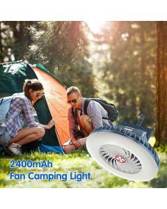 2X Portable Camping Fan with LED USB Rechargeable Battery Operated Fan for Tent Car Emergency