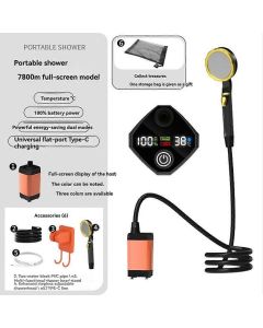 Outdoor Shower Kit Camping Shower Pump Full Screen Digital Display 7800mah Upgraded Low Noice Outdoors Shower Kit Green