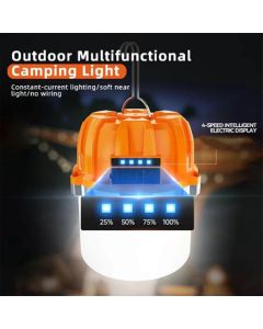 2pcs USB Rechargeable LED Camping Lights Outdoor Camping BBQ Tents Hanging Lantern Emergency Power Bank