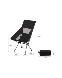 Portable Compact Camping Chair for Outdoor Camp Travel Picnic Lightweight Folding High Back Camping Chair With Head Support -Black