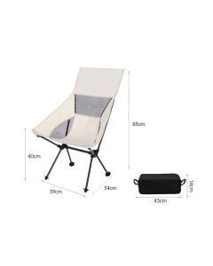 Portable Compact Camping Chair for Outdoor Camp Travel Picnic Lightweight Folding High Back Camping Chair With Head Support -Beige