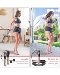 Jump Rope, Adjustable Speed Jump Rope with Calorie Counter and Timer, Counter Crossfit Jump Rope for Fitness, Sport, Boxing (Wired + Wireless)