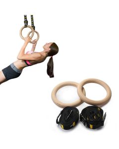 Wooden Gymnastic Rings Set Adjustable Fitness Rings for Home Workouts
