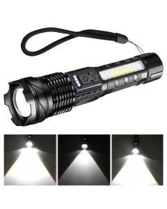 Rechargeable LED Flashlights with Digital Power Display Zoomable High Lumens Bright EDC Flashlight for Outdoor