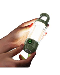 LED Camping Keychain Light - Mini Lantern with Hook for Outdoor Use Khaki