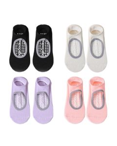 4 Pairs of Anti-Slip Yoga Socks Comfortable Pilates Socks with Grips for Workout Barre
