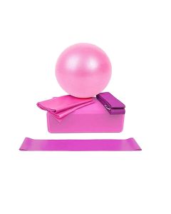 5 Pcs Yoga Pliates Set Workout Kit Professional Exercise Essentials - Purple