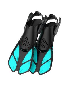 Pair of Snorkel Fins Diving Swim Fins Adjustable Open Heel Swimming Barefoot Flippers Black - L